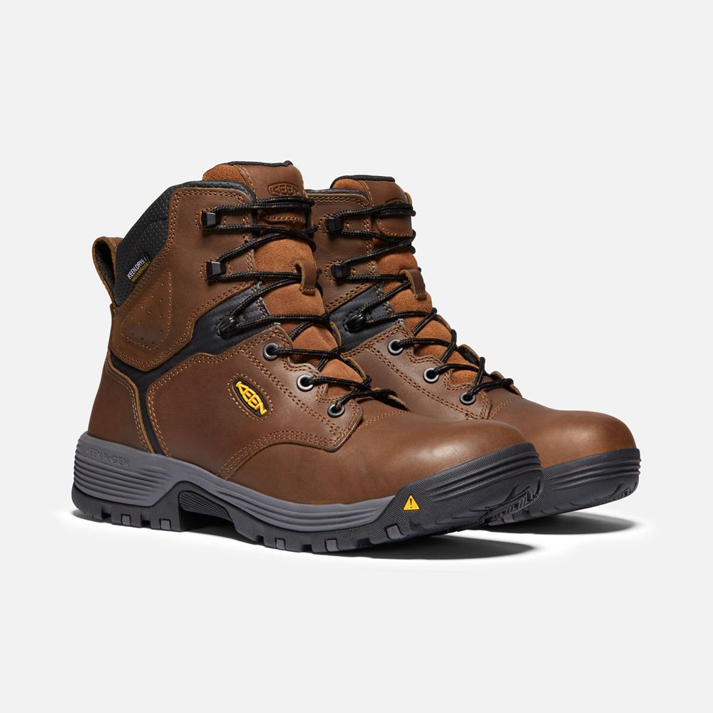 Botas de Trabajo Keen Mexico Marrom - Hombre Chicago 6\" Waterproof (Carbon-Fiber Toe) - RH5864170